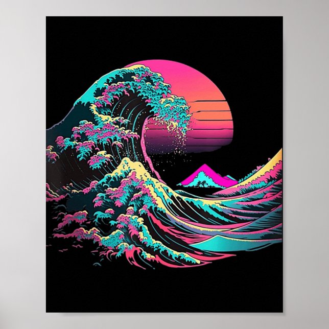 Vaperwave Aesthetic Glitch Underbar Wave Retrowave Poster (Framsidan)
