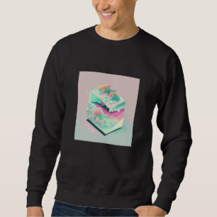Vaperwave Estetisk Glitch Sushi Retrowave Synthvåg Lång Ärmad Tröja