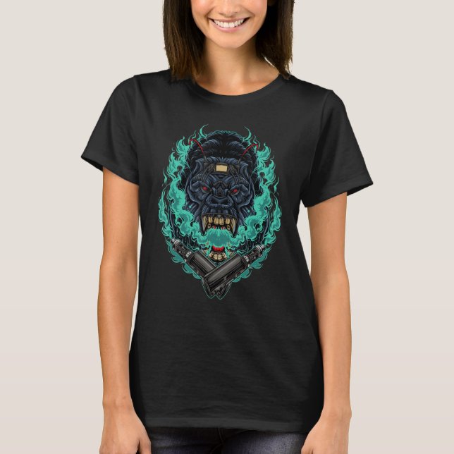 Vaping Gorilla Trendig Humor Nice Cute Fantastisk T Shirt (Framsida)