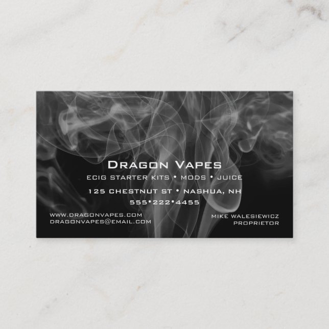 Vapor Vape Plume of Smoke Black & White Visitkort (Framsida)
