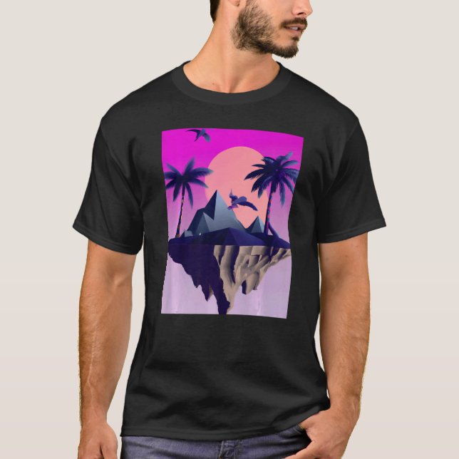 Vaporvågsöarna med Handflatan och B T Shirt (Framsida)