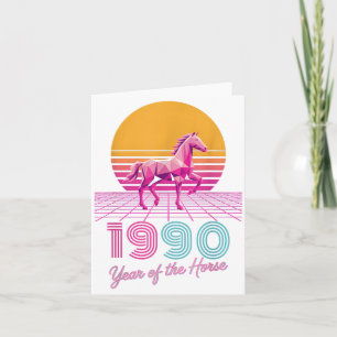 Vaporwave 1990 År för hästen Lunar Rider Zodia Kort