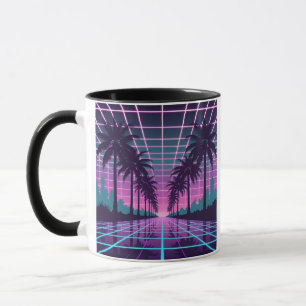 Vaporwave 80s Neon Grid Synthwave Art Poster Mugg