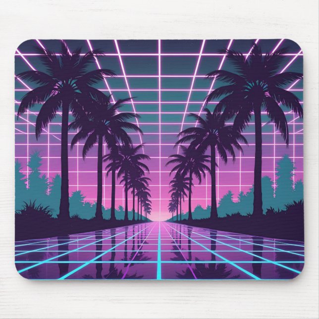 Vaporwave 80s Neon Grid Synthwave Art Poster Musmatta (Framsidan)