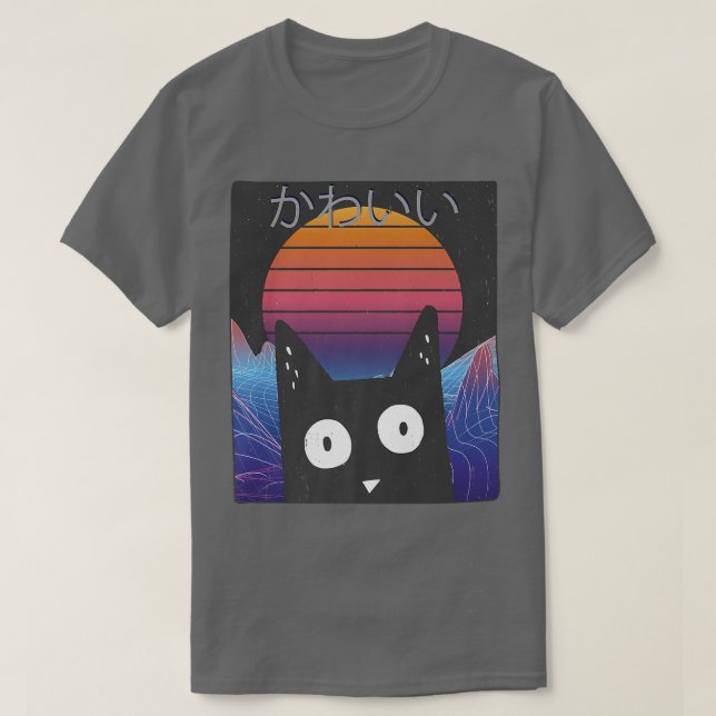 Vaporwave 90s Retrowave Kawaii Cat Japansk Indie  T Shirt (Design framsida)