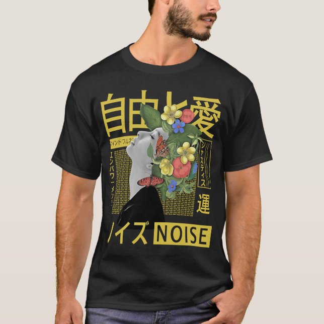 Vaporwave Aestesiskt japanskt sydbotaniskt T Shirt (Framsida)
