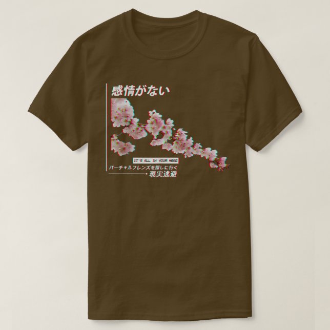Vaporwave Aesthetic CherryBlossom, Glitch Japan Ar T Shirt (Design framsida)