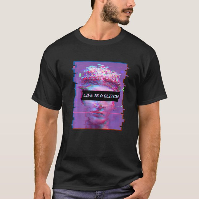 Vaporwave Aesthetic David Statue Life är en Glitch T Shirt (Framsida)