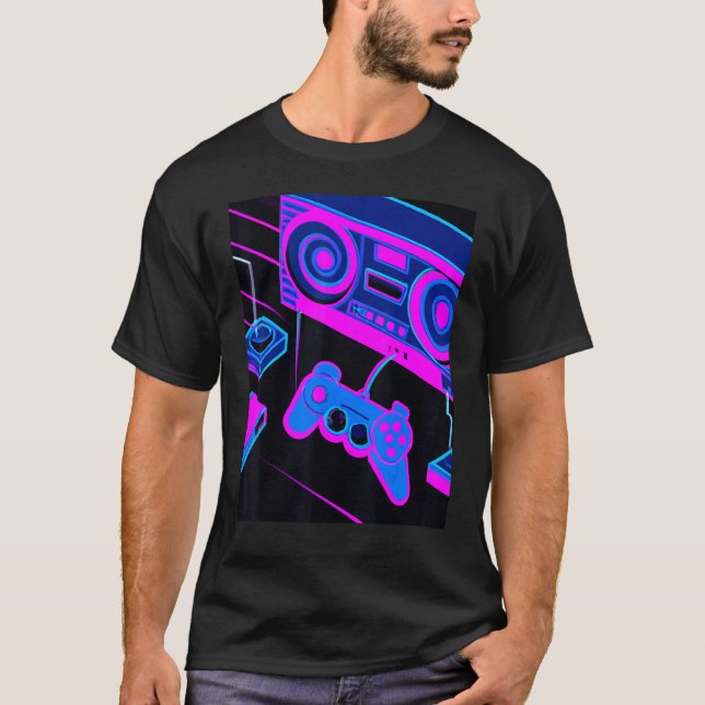 Vaporwave Aesthetic Gaming Console Controller T Shirt (Framsida)