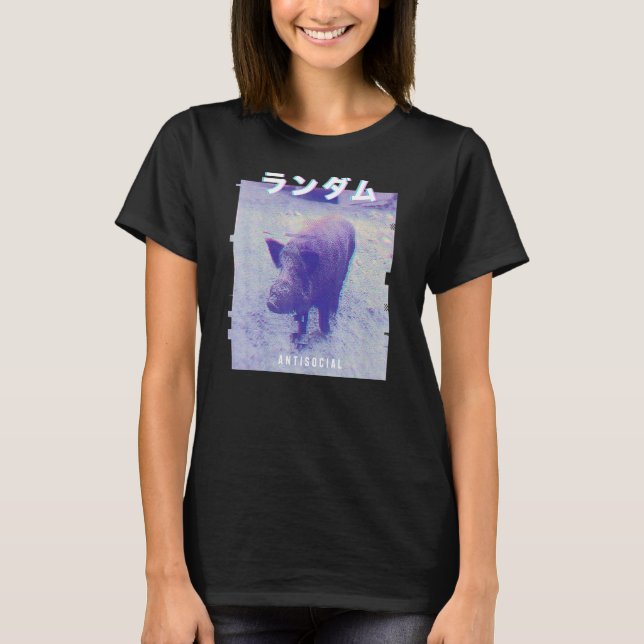 Vaporwave Aesthetic Glitch 80 s Retro Gris T Shirt (Framsida)