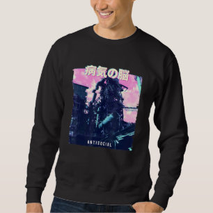 Vaporwave Aesthetic Glitch 80 s Retro Maskin Lång Ärmad Tröja