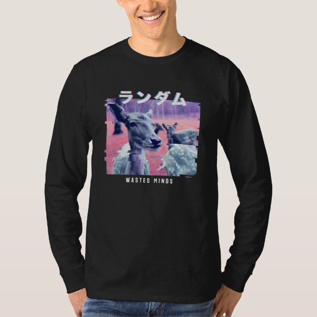 Vaporwave Aesthetic Glitch 80s Retro-Hjort T Shirt (Framsida)