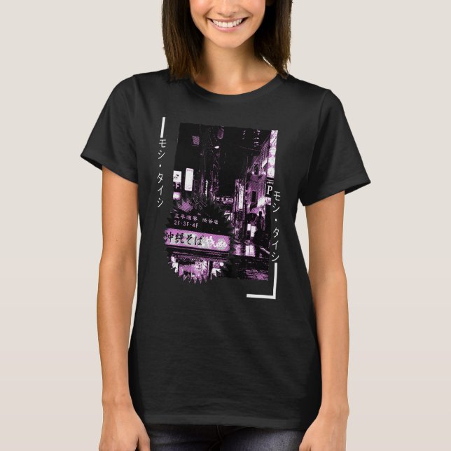 Vaporwave Aesthetic Japan Stil 80-talets Tokyo Osa T Shirt (Framsida)