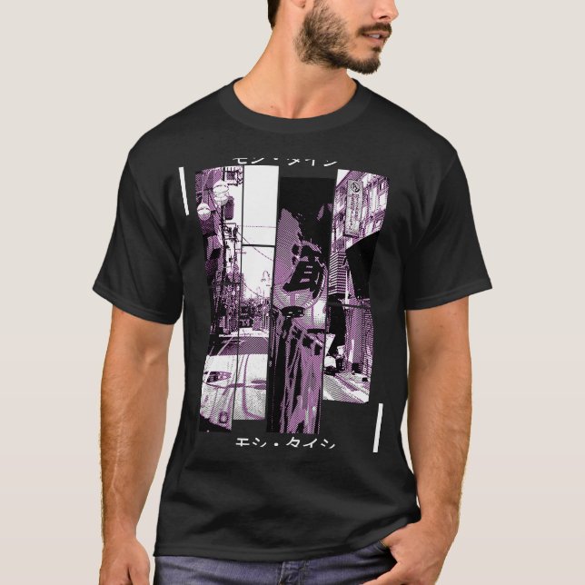 Vaporwave Aesthetic Japan Stil 80-talets Tokyo Osa T Shirt (Framsida)
