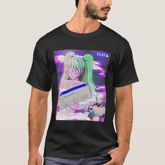 Vaporwave Aesthetic JapStil Anime T Shirt (Framsida)