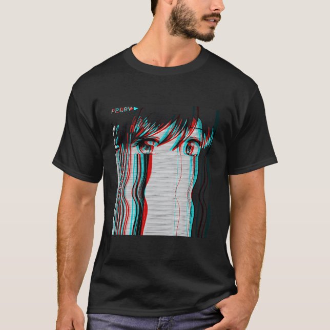 Vaporwave Aesthetic Ledsen Anime E Harajuku T Shirt (Framsida)