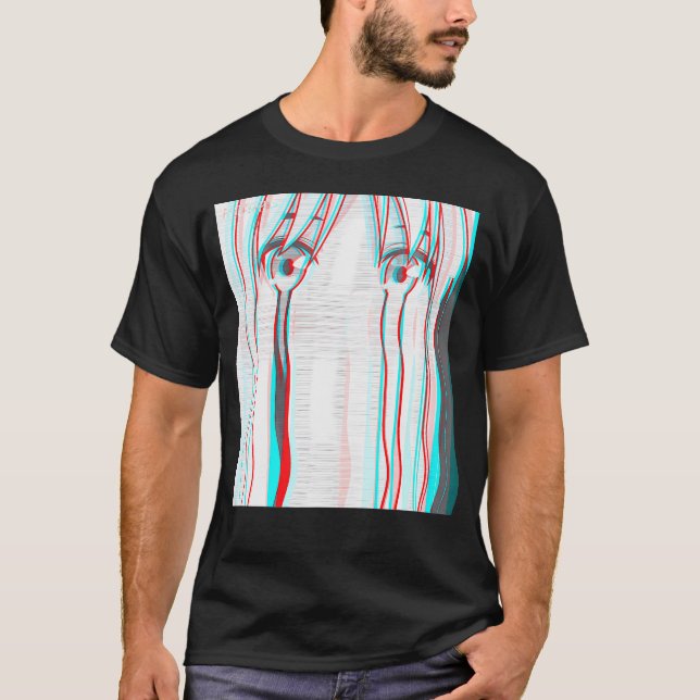 Vaporwave Aesthetic Ledsen Anime Girl Anime Ögon E T Shirt (Framsida)