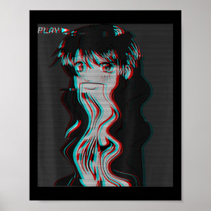 Vaporwave Aesthetic Ledsen Anime Girl Retro Eboyr Poster