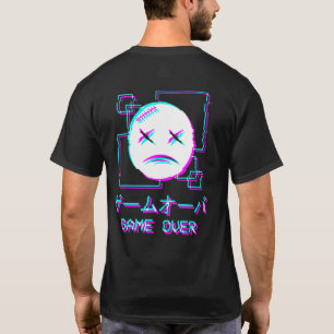 Vaporwave Aesthetic Ledsen Ansikte Japansk Game Ov T Shirt