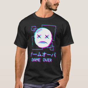 Vaporwave Aesthetic Ledsen Ansikte Japansk Game Ov T Shirt
