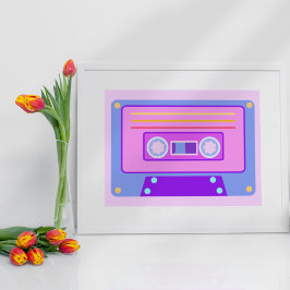 Vaporwave Aesthetic Lilac 90 s Audio Cassette Poster
