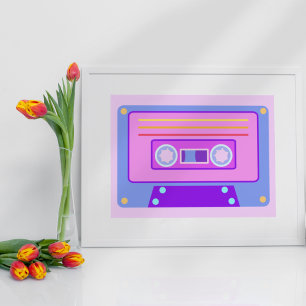 Vaporwave Aesthetic Lilac 90 s Audio Cassette Poster