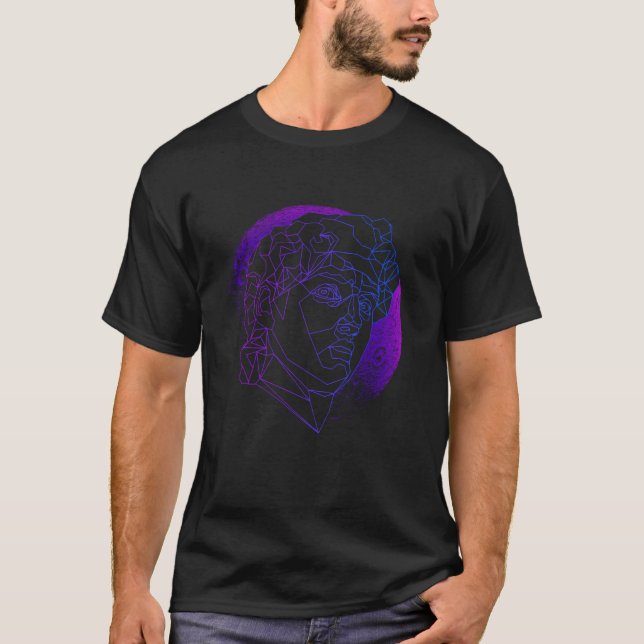 Vaporwave Aesthetic Low Poly Geometric Greek Sculp T Shirt (Framsida)