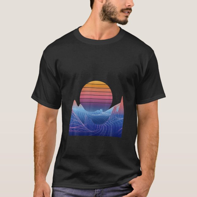 Vaporwave Aesthetic Sunset Mountains Retro 2022 T Shirt (Framsida)