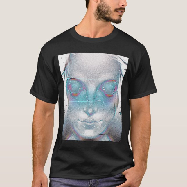 Vaporwave Aesthetic Synthwave 80s VHS Glitch Space T Shirt (Framsida)