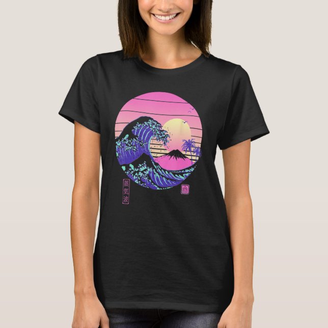 Vaporwave Aesthetic Wave Off Kanagawa Japanese Ret T Shirt (Framsida)