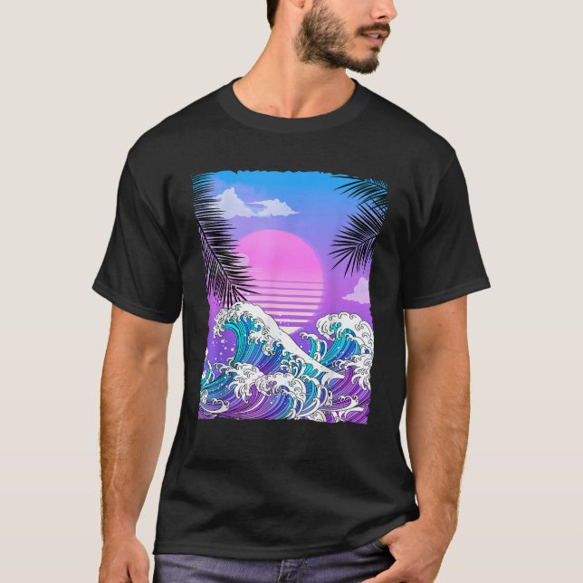 Vaporwave Anime Japansk Underbar Wave-sommar T Shirt (Framsida)
