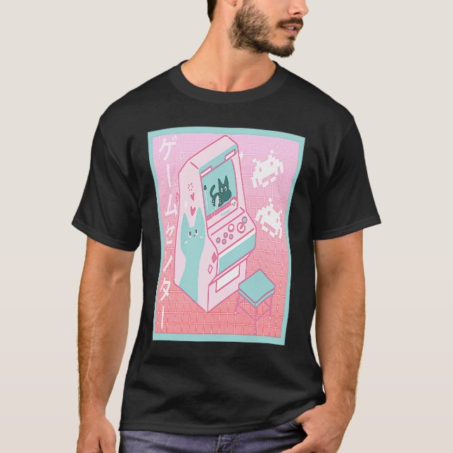 Vaporwave Arcade Center Retro 80's 90's Japanese O T Shirt (Framsida)