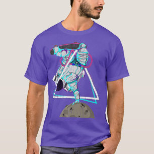 Vaporwave Art Skateboarder Måne Landing Synthwave T Shirt