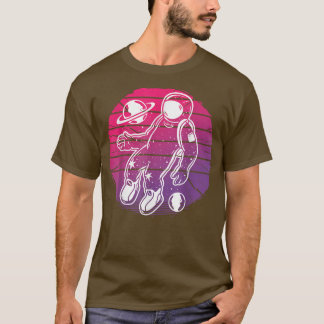 Vaporwave astronaut floating net to some planets,  t shirt