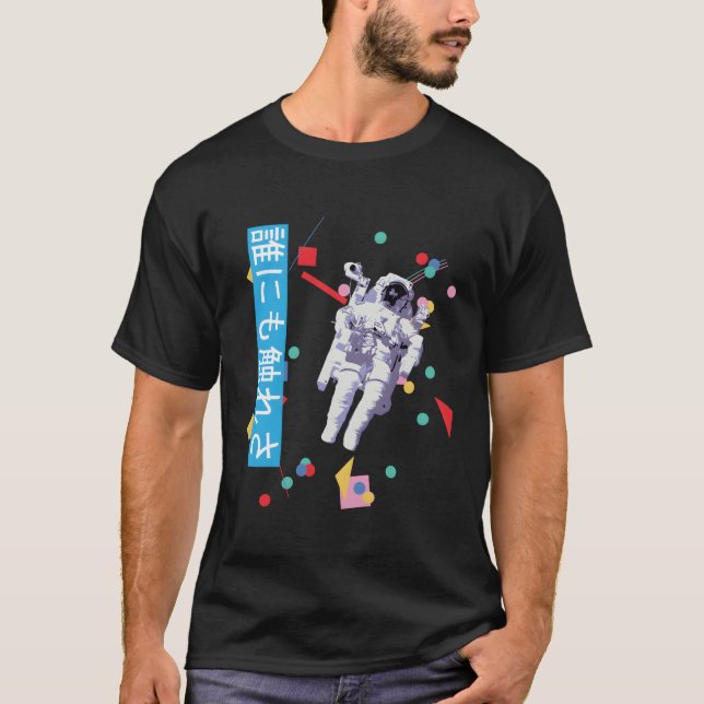 Vaporwave Astronaut Kanji Street Bära T Shirt (Framsida)