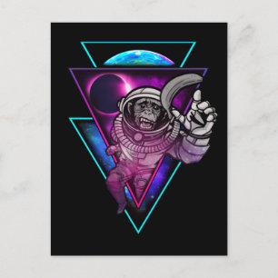 Vaporwave Astronaut Space Art Monkey Banana Vykort
