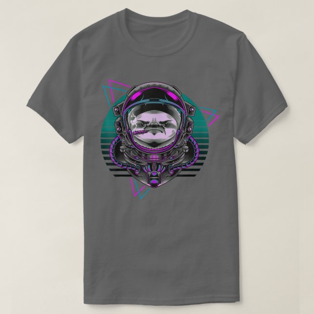 Vaporwave Astronaut Synthwave 80 s Art Sloth Retro T Shirt (Design framsida)