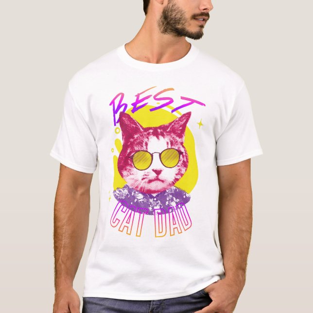 Vaporwave Best Cat Pappa Kattunge Aesthetic Retro  T Shirt (Framsida)