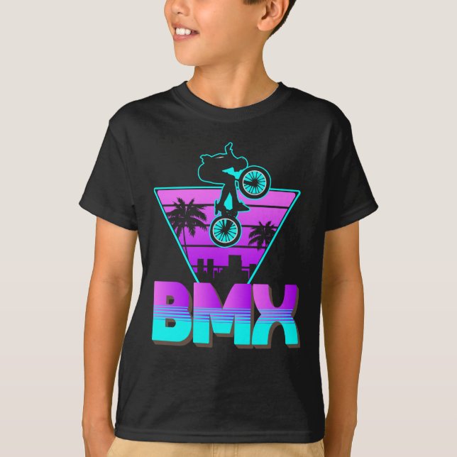 Vaporwave BMX Bike Boys Bicycle T Shirt (Framsida)