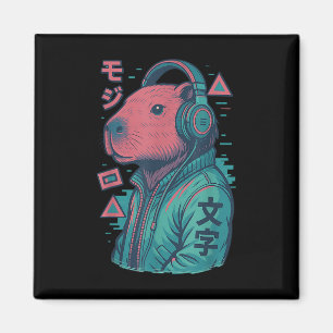 Vaporwave Capybara Japansk Art Anime Manga Ukiyo- Magnet