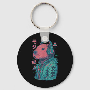 Vaporwave Capybara Japansk Art Anime Manga Ukiyo- Nyckelring