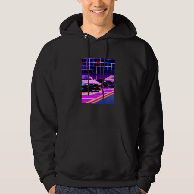 Vaporwave Car Synthwave City Vaporwave Aesthetic   Hoodie (Framsida)