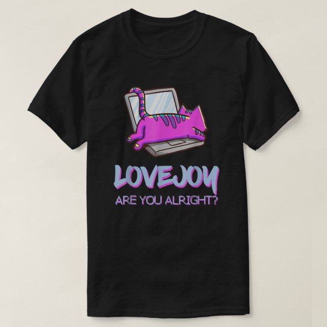 Vaporwave Cat on Laptop Design T Shirt (Design framsida)