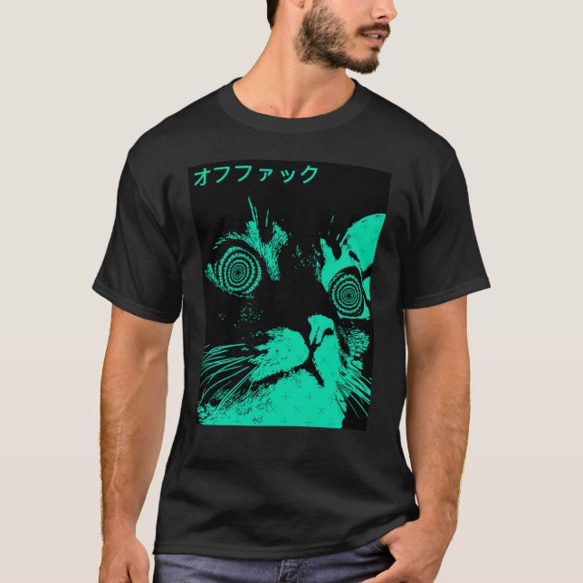Vaporwave Cool Cat Japanese Urban Neon Style frien T Shirt (Framsida)