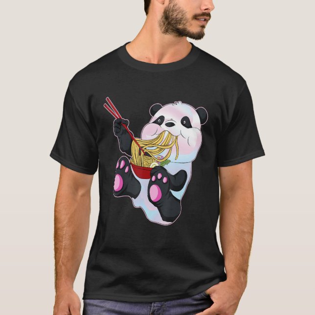 Vaporwave Cute Panda Bear Pastel Goth Ramen T Shirt (Framsida)