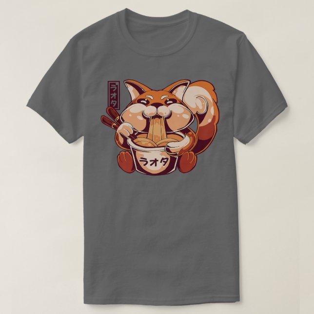 Vaporwave Cute Shiba Inu Kawaii Ramen Japansk noo T Shirt (Design framsida)
