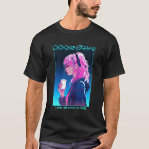 Vaporwave Cyber Anime Girl Japanskt estetiskt segm T Shirt