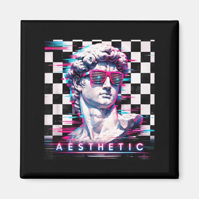 Vaporwave david glitch art estetisk retrowave 80-t magnet (Framsidan)