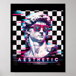 Vaporwave david glitch konst estetik retrowave 80- poster