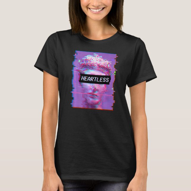 Vaporwave David Statue Aesthetic Art Heartless Mic T Shirt (Framsida)